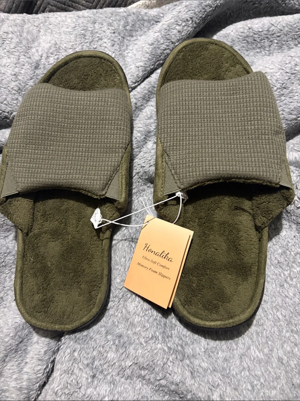 Olive Green Memory Foam Men's Slide Slippers size 9-10